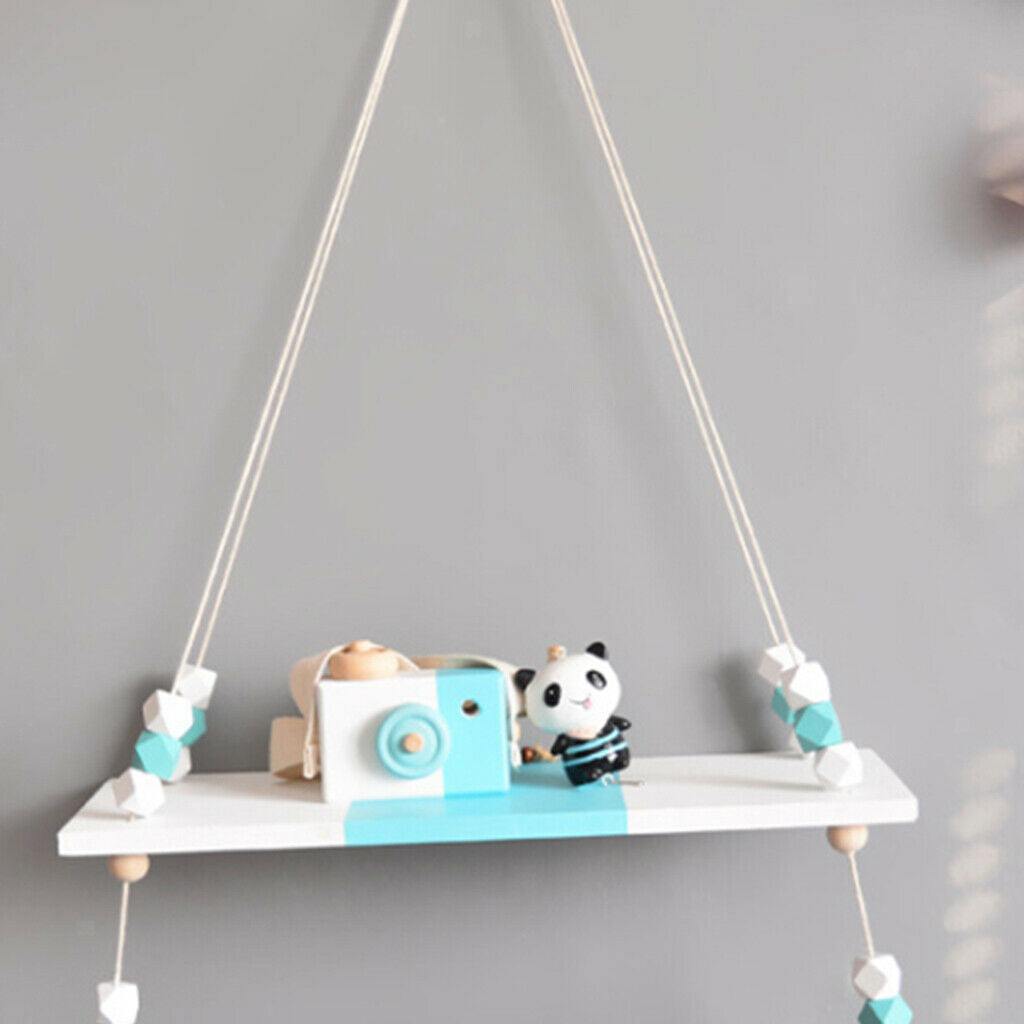 Wooden Handicraft Pine Single-layer Partition Shelf + Clothes Hanger Green