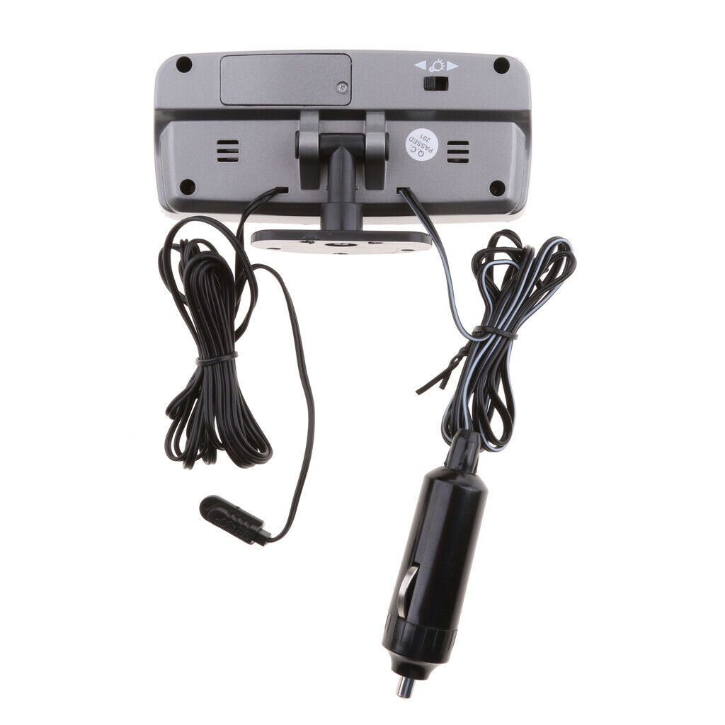Digital 12V Car Voltmeter Voltage Monitor Alarm Clock With Inside/Outside