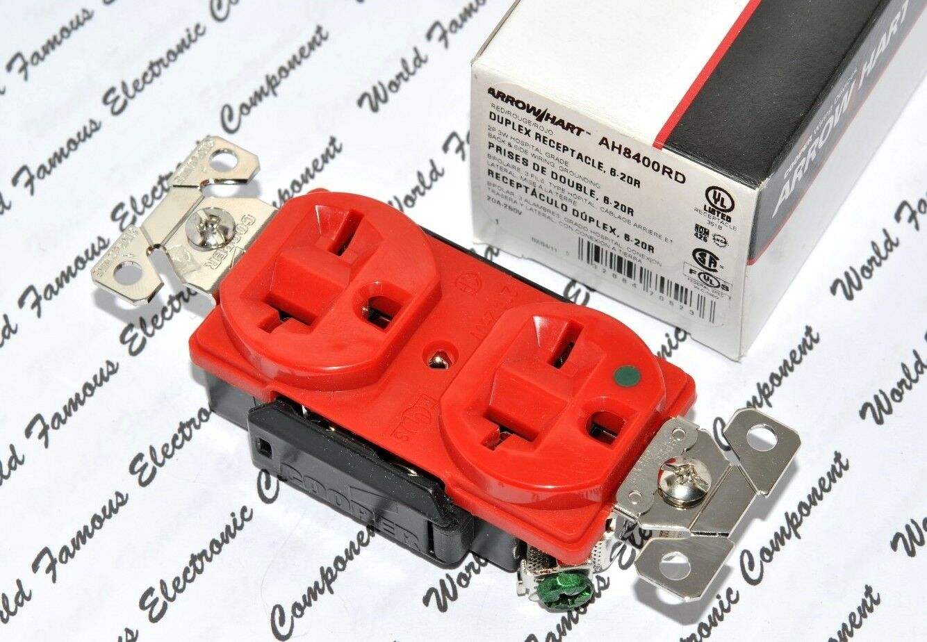 1pcs-COOPER AH8400RD 20A 250V NEMA6-20 Premium Hosptial Duplex Receptacle Outlet