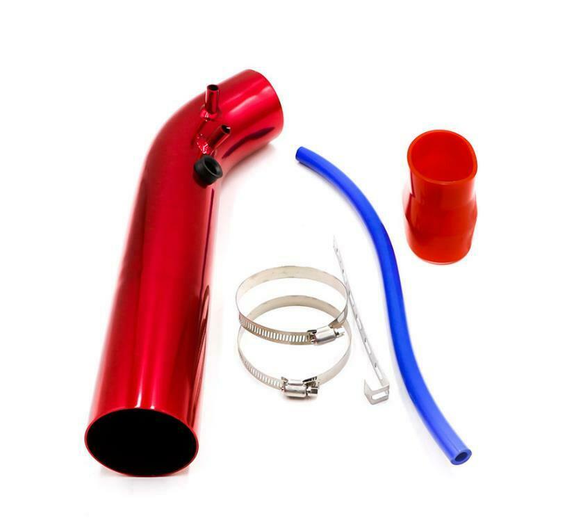 Universal 3 inch 76mm Aluminum Red Cold Air Intake Pipe Induction Kit + Clamp