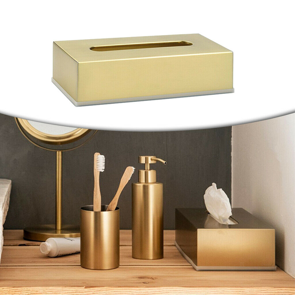 Rectangular Stainless Steel Tissue Box Stylish Paper Container Night Stand