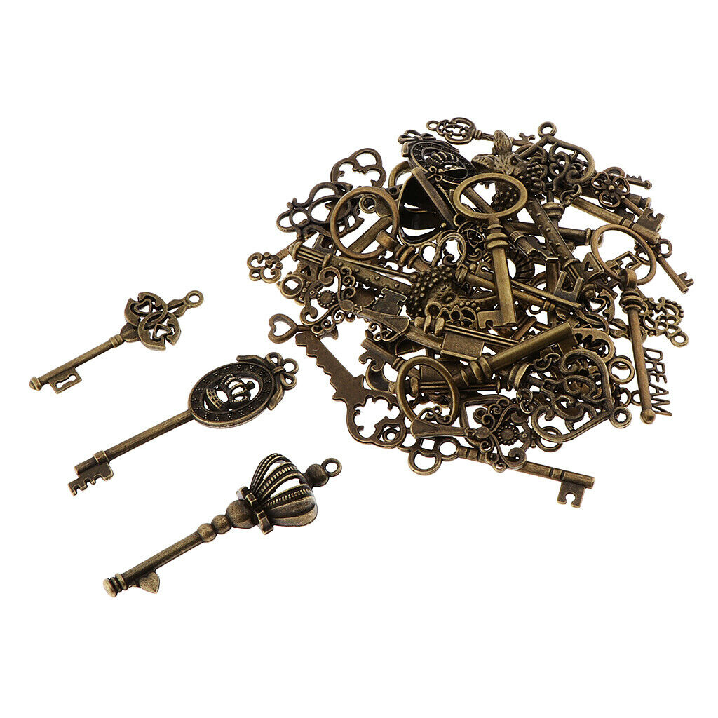 46X Alloy Key Skeleton Beads Bronze Charms Pendants