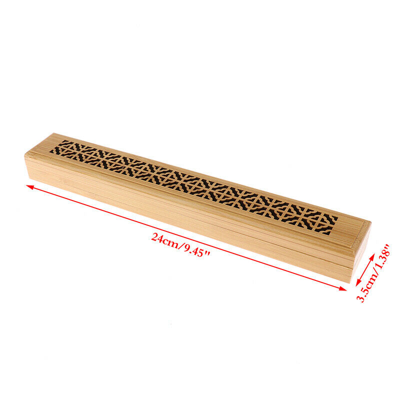 Bamboo Wood Incense Stick Holder Burning Hollow Insence Box Catcher Home .l8