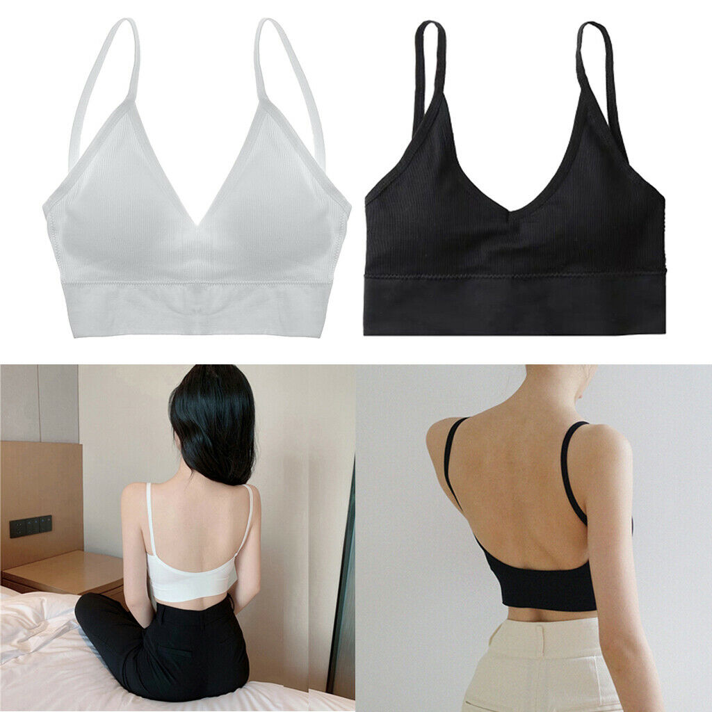 2PCS Bralette Summer Spaghetti Straps Wirefree Comfort Bra Camisole Crop Top