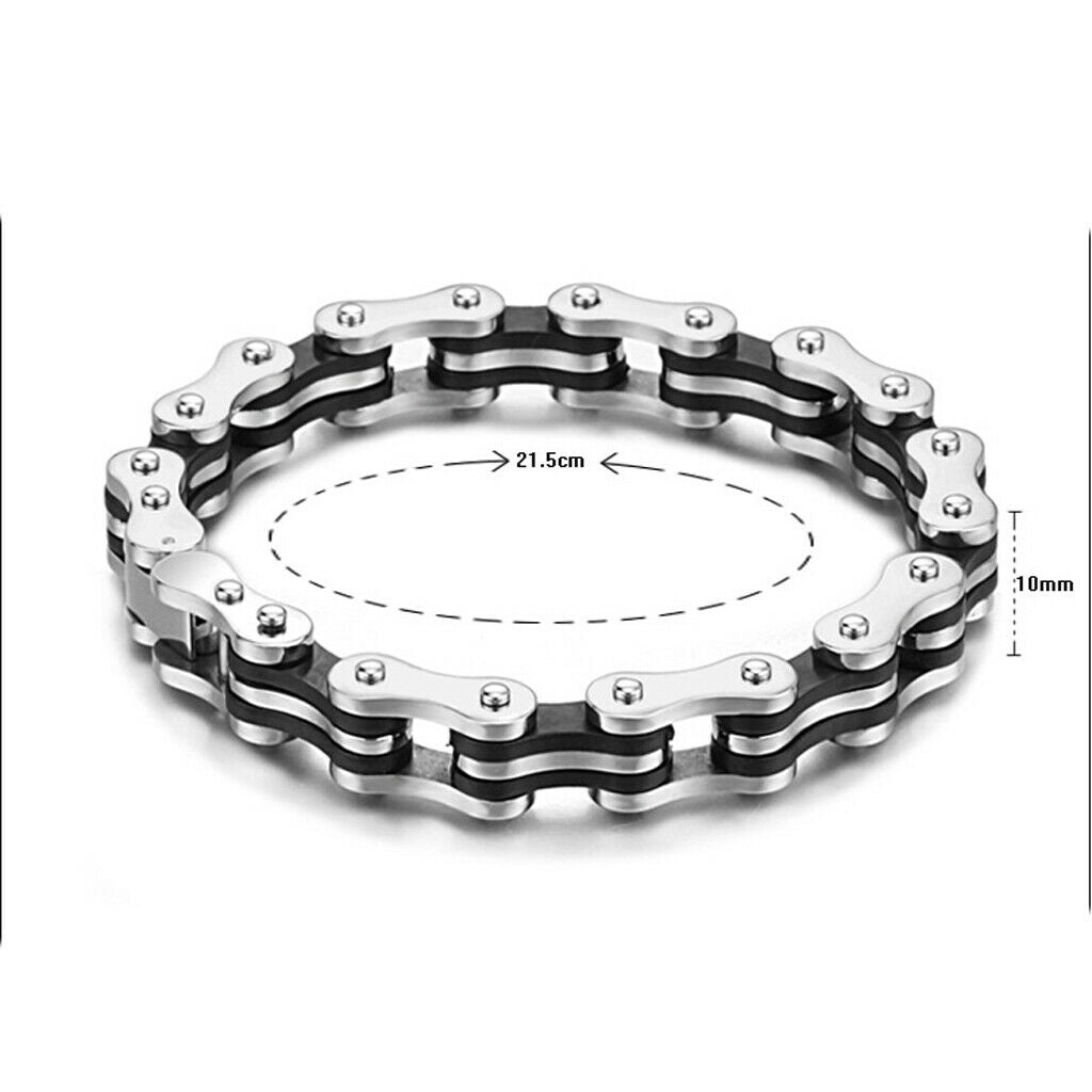 2x Men's Stainless Steel Bike Bicycle Chain Bracelet Bangle Birthday Gift Box