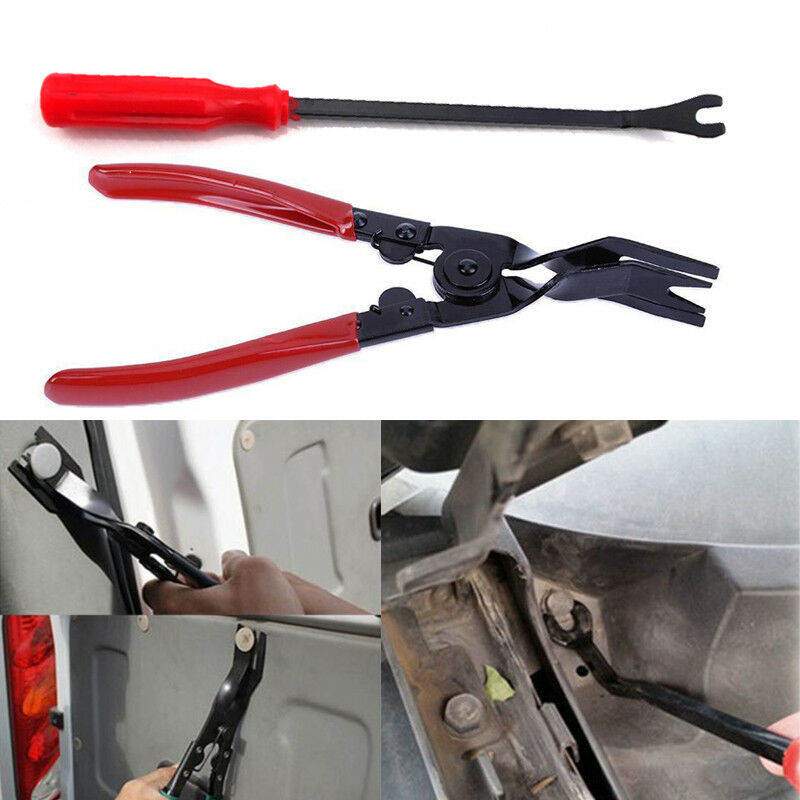 Steel Car Door Trim Panel Clip Removal Pliers & Fastener Remover Repair Kit 3Pcs