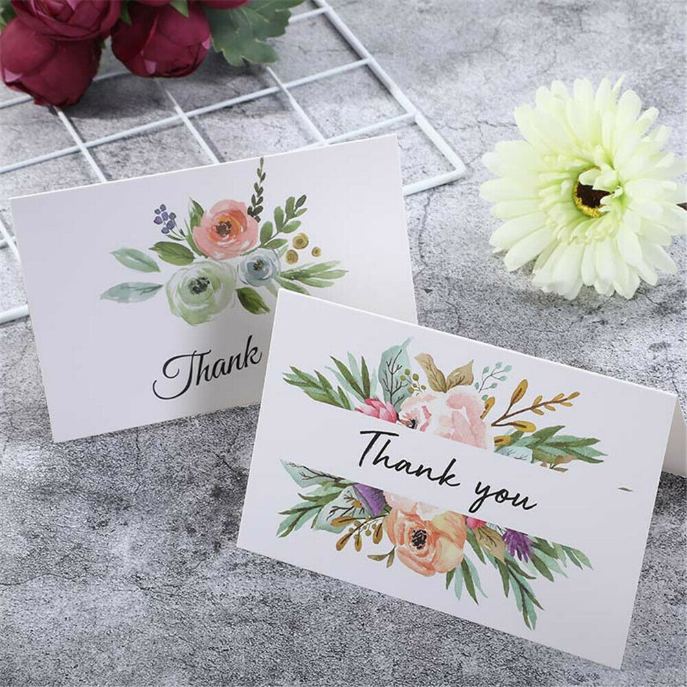 6-pack Floral Paper Greeting Thank You Cards with Envelopes Birthday Wedding