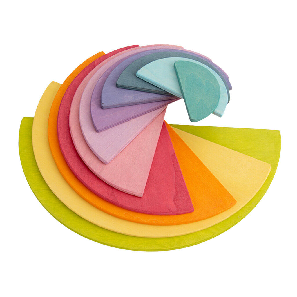Wooden Rainbow Stacker Tunnel Nesting Puzzle Blocks Educational Toys for Baby
