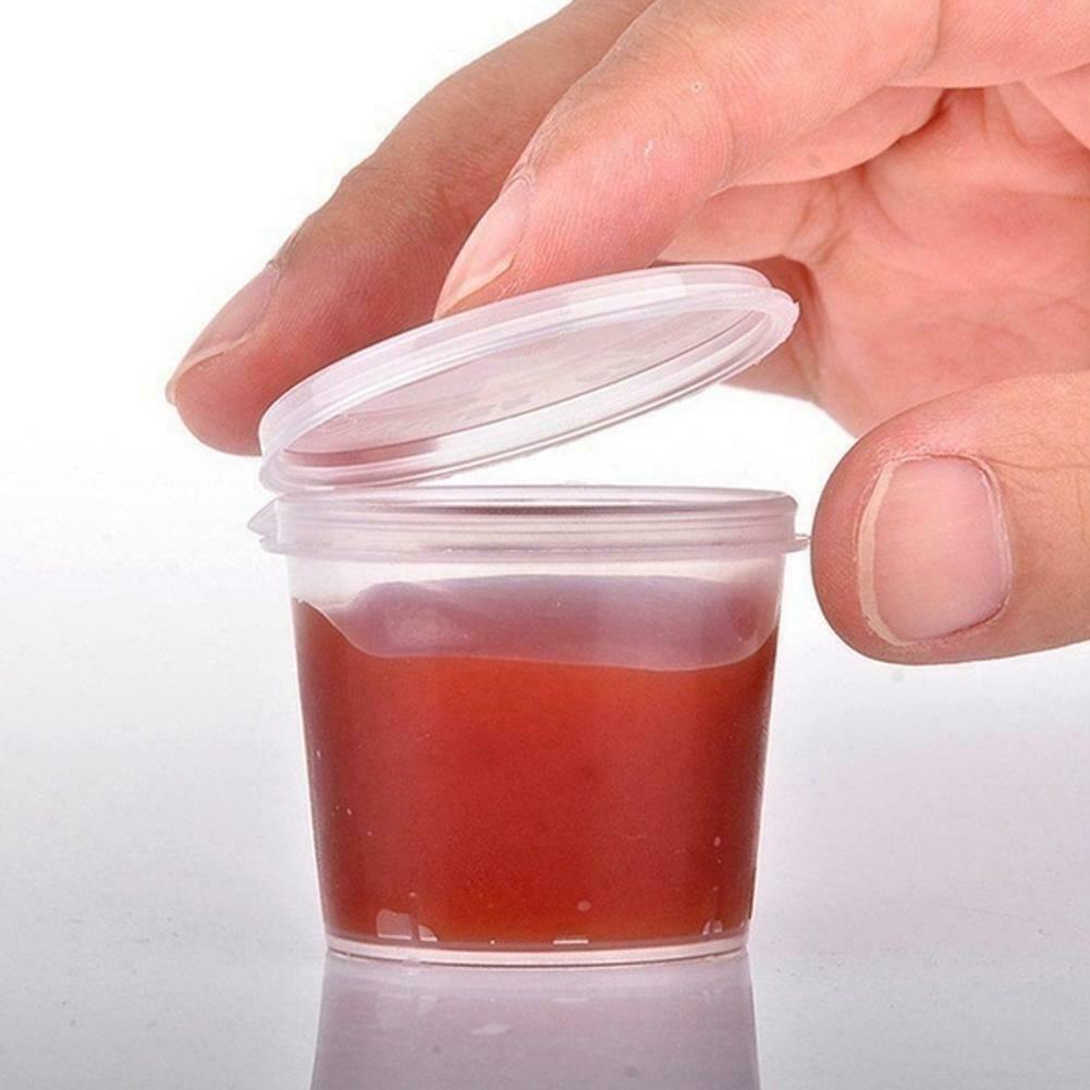 1oz  Round Food Containers Plastic Clear Tubs Lids Deli Pot Sauce Dip 50pcs 25mL