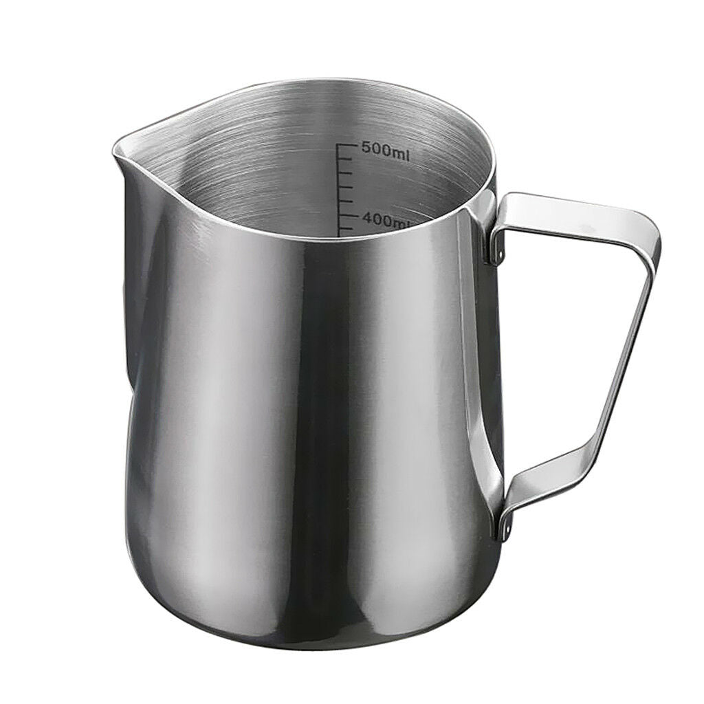 600ML Steel Coffee Milk Frothing Jug Garland Cup with Scale Thermometer