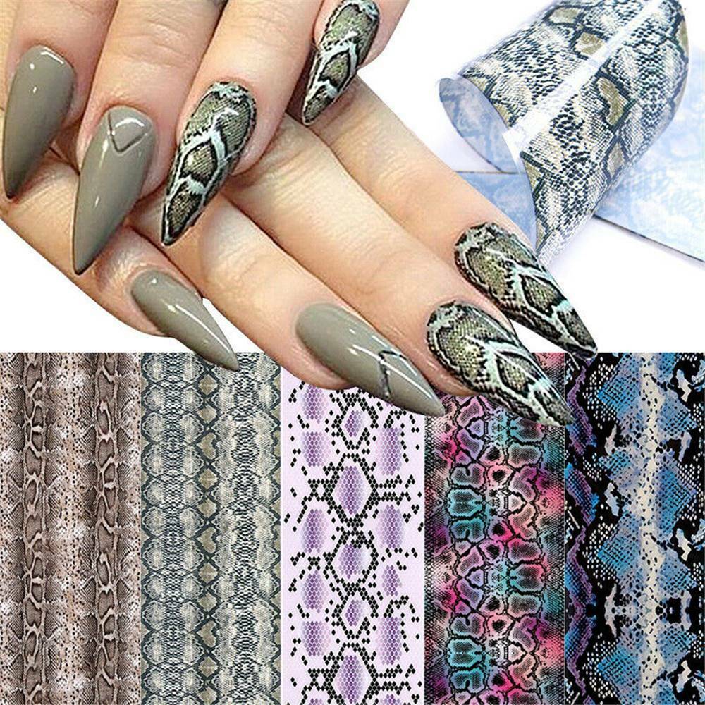 10 Sheet Nail Foils Serpentine Nail Art Transfer Stickers Decals Decoration AU
