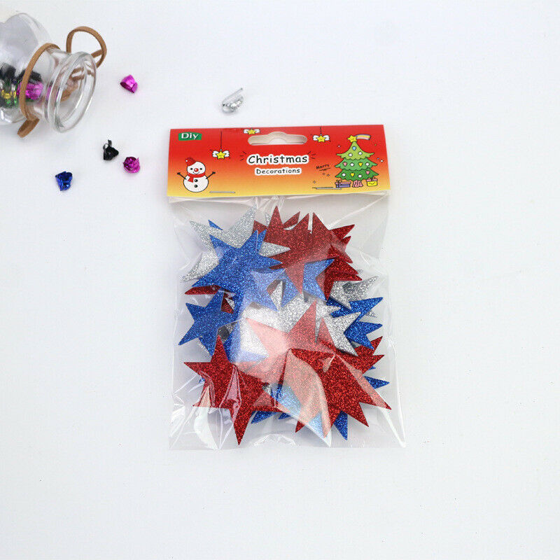50Pcs Star Stickers Christmas New Year Glitter Scrapbook Card Making DIY Crafts