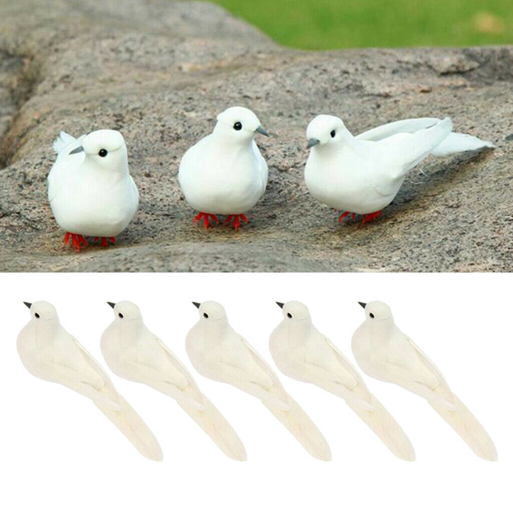 Set of 5 Artificial Birds Pigeon Outdoor Garden Pond Decor Ornament Figures