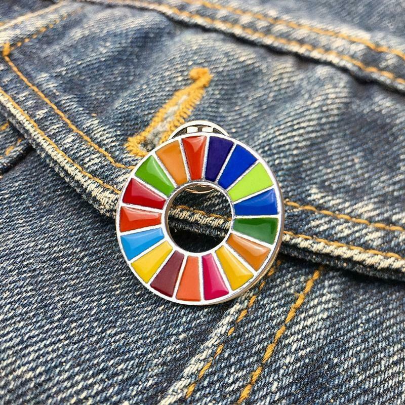 The Sustainable Development Goals Brooch United Nations SDGs Rainbow Pin Badge