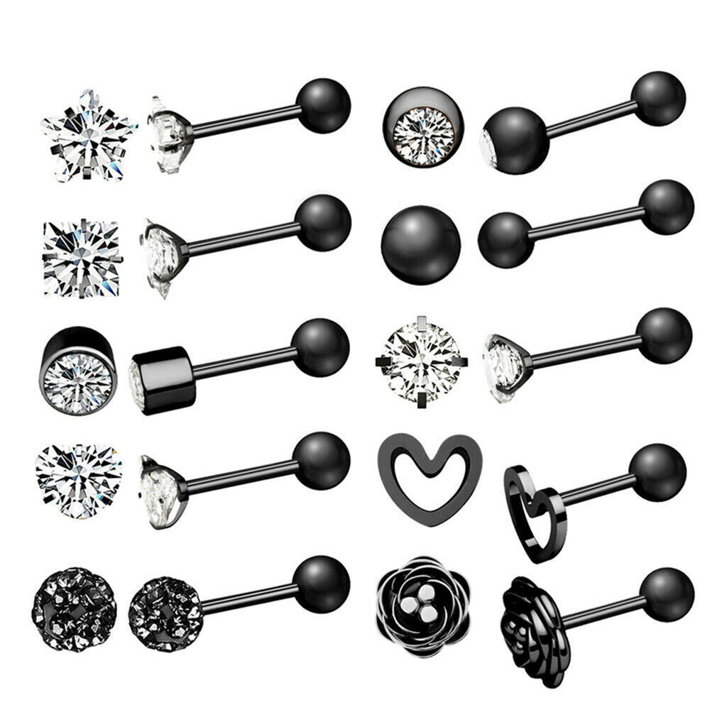 Fashion Men Women Ear Stud Heart Diamond Earring Lady Banquet Jewelry Gift