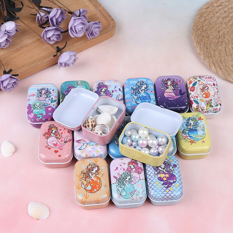 Mermaid mini tin box Sealed jar packing boxes jewelry candy box small stor.l8