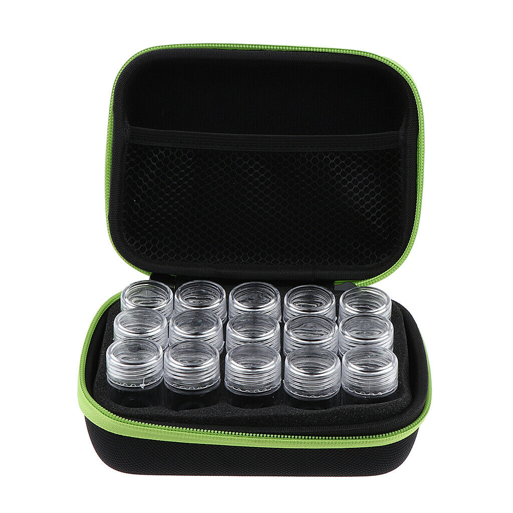 Essential Oil Storage Bag Travel Case Holder Organizer+15Pcs Bottle Green