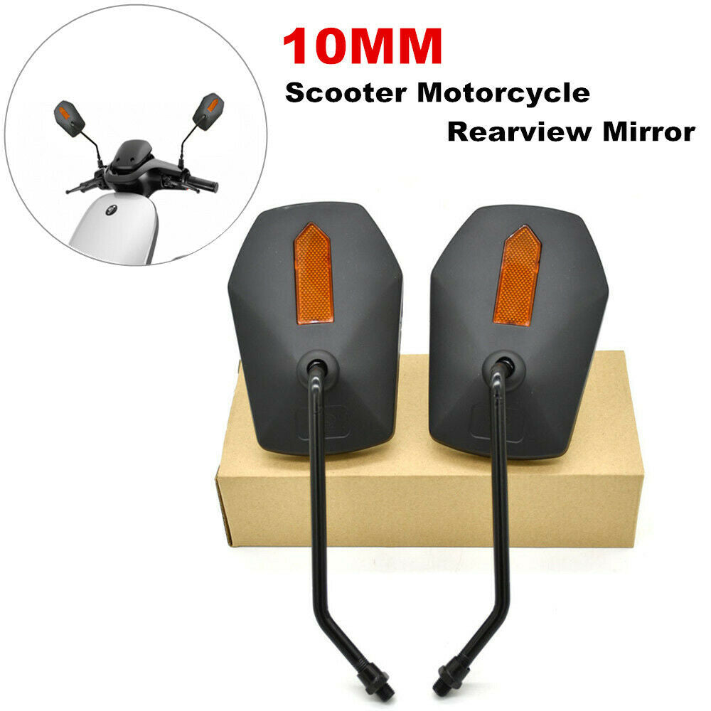10MM Scooter BIkes Motorcycle Rearview Mirror Black Handle Bar Back Reflection