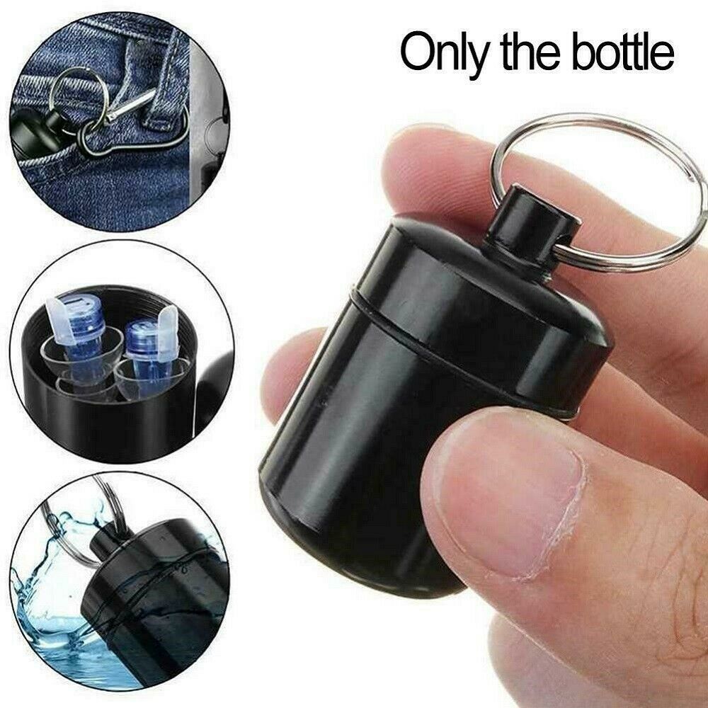 Waterproof Pill Box Keychain Medicine Bottle Drug Aluminum Holder Container Case