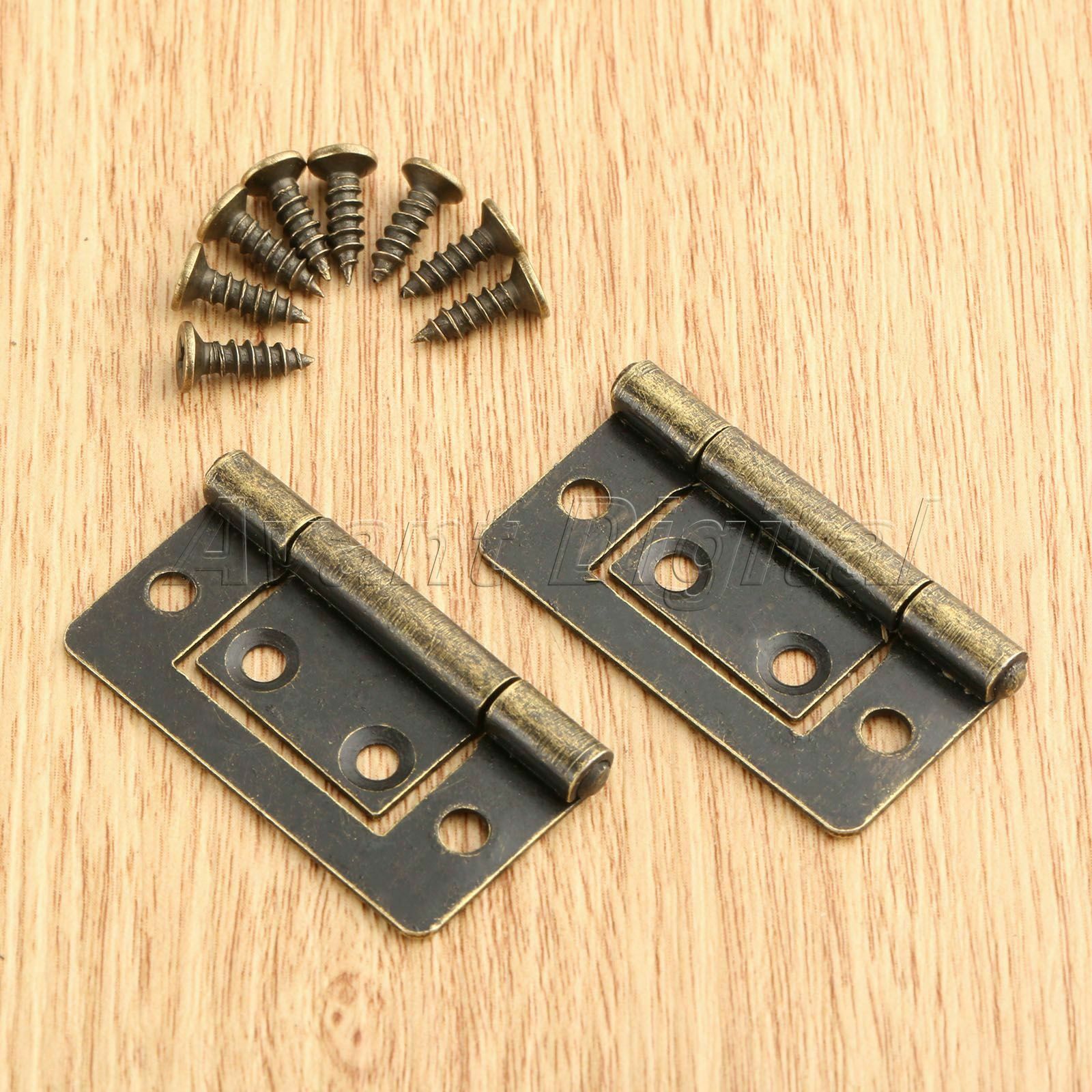 2pcs Retro Jewelry Box Chest Cabinet Hinges Furniture Door Flush Hinge 38mm*20mm