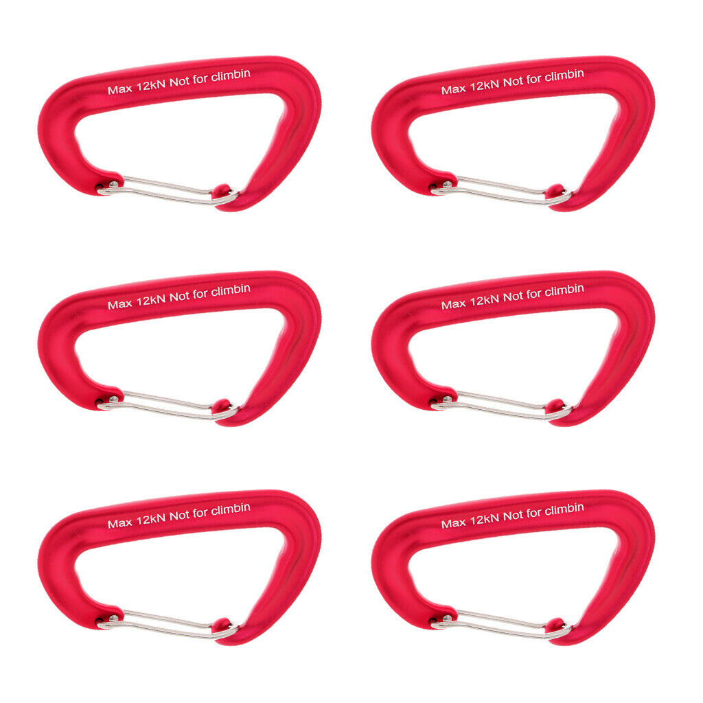 6 Pieces 12KN Aluminum Wire Gate Carabiner for Hammock Camping Hiking Red