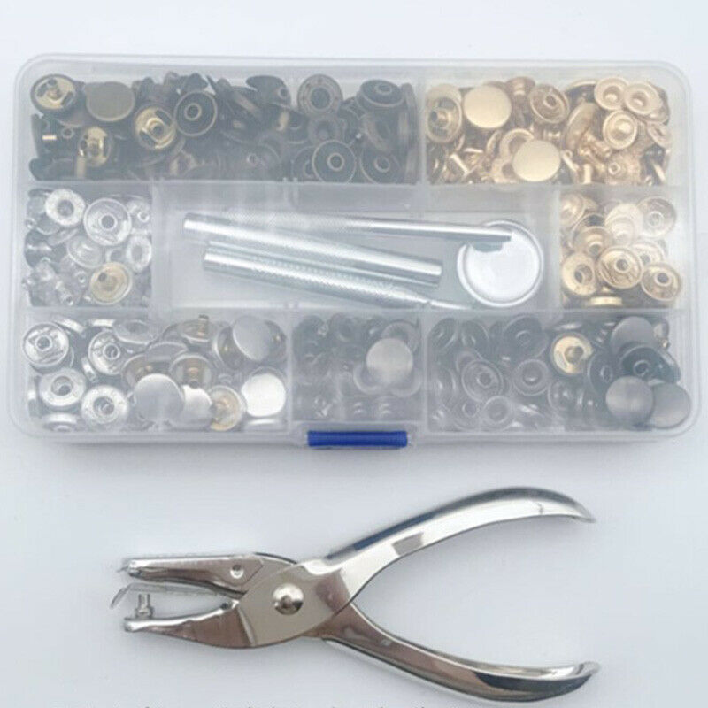 120pcs Leather Snap Fasteners Kit 12.5mm Metal Button Snaps Press St_AU