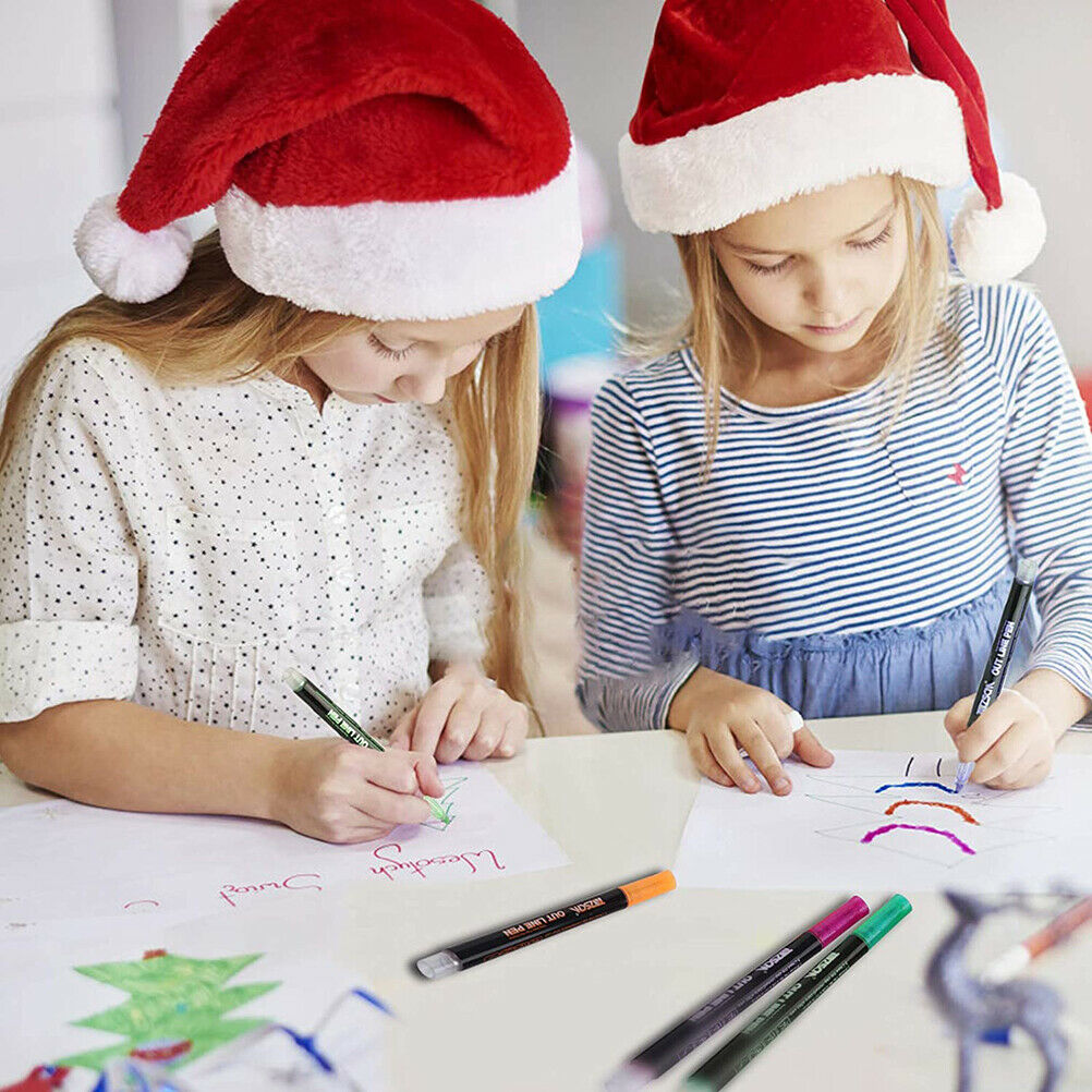 Marker Pens 12 Colors Double Line Marker Writing Drawing Highlighter Marker Pen