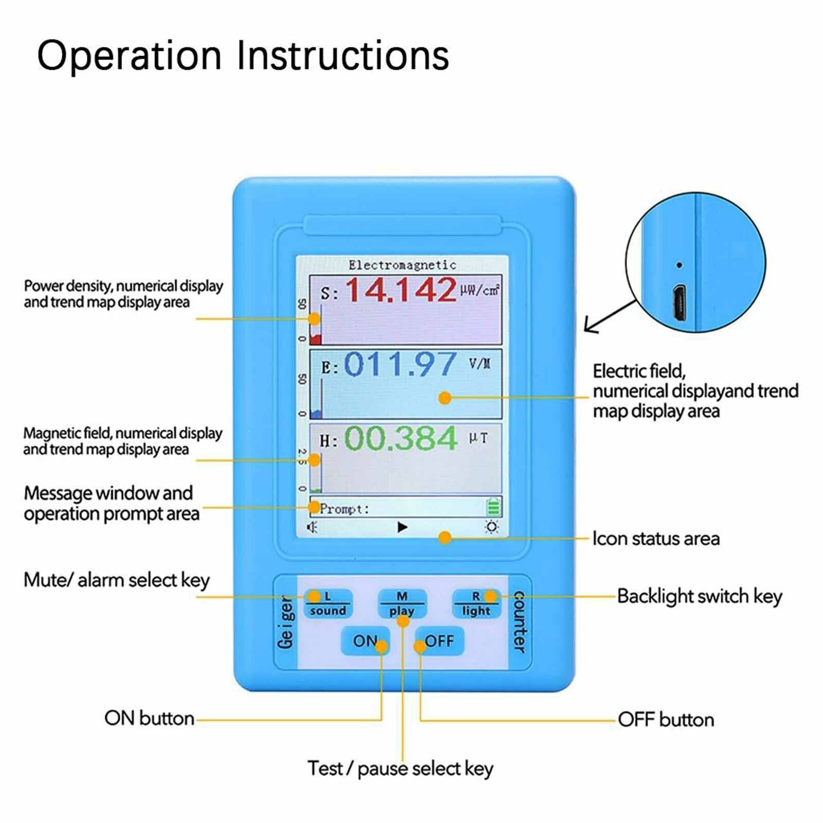 Digital Emf Meter Monitor Br-9A Electromagnetic Field Radiation Detector Magneti