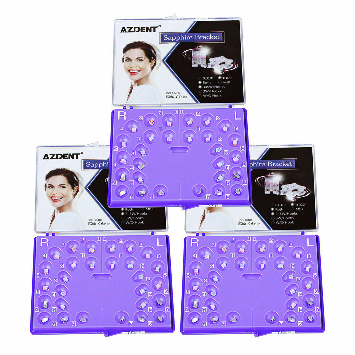 Dental Positioning Sapphire Brackets Mini Roth 022,Hook 345 w/Buccal Tube AZDENT