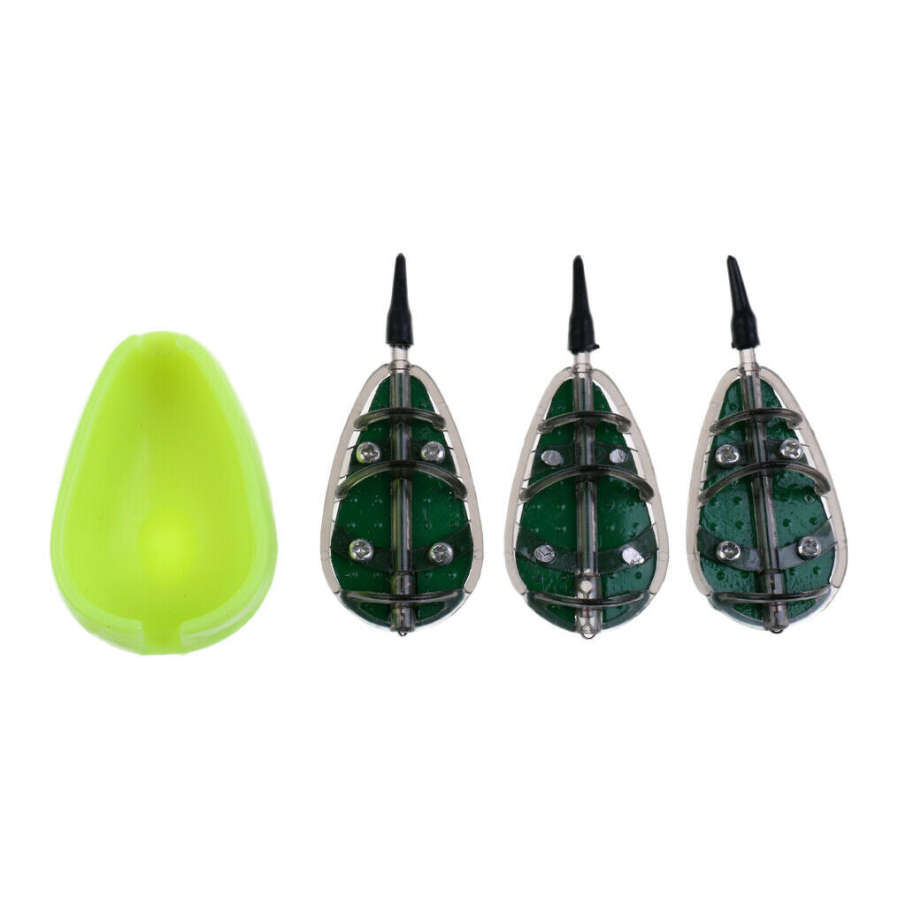 Fishing Method Feeder Set 30g 40g 50g Fishing Baits Cage Flat Feeder & Mould