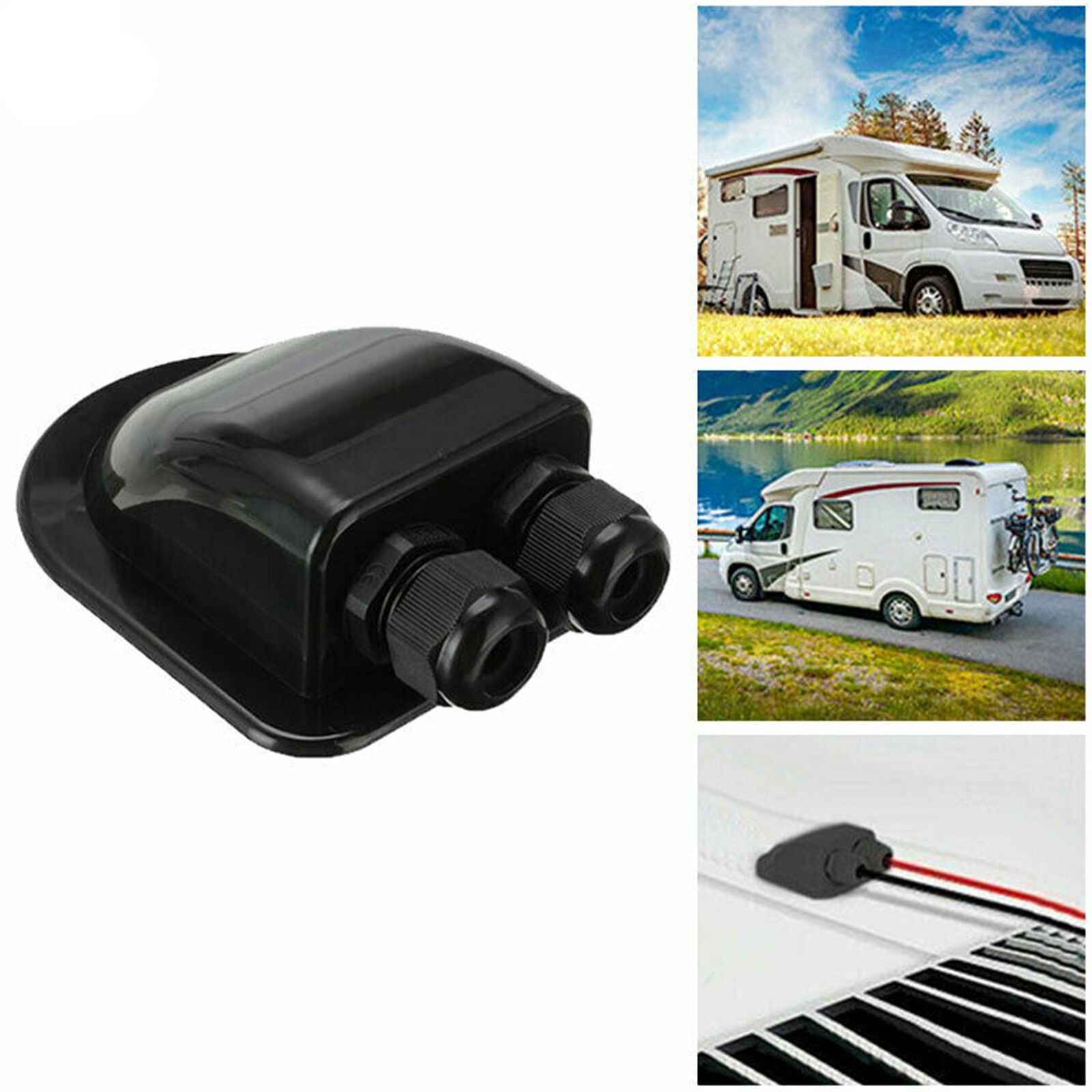 Roof Solar Panel Dual Cable Entry Gland Box For Motorhome Camper RV Boat Tool