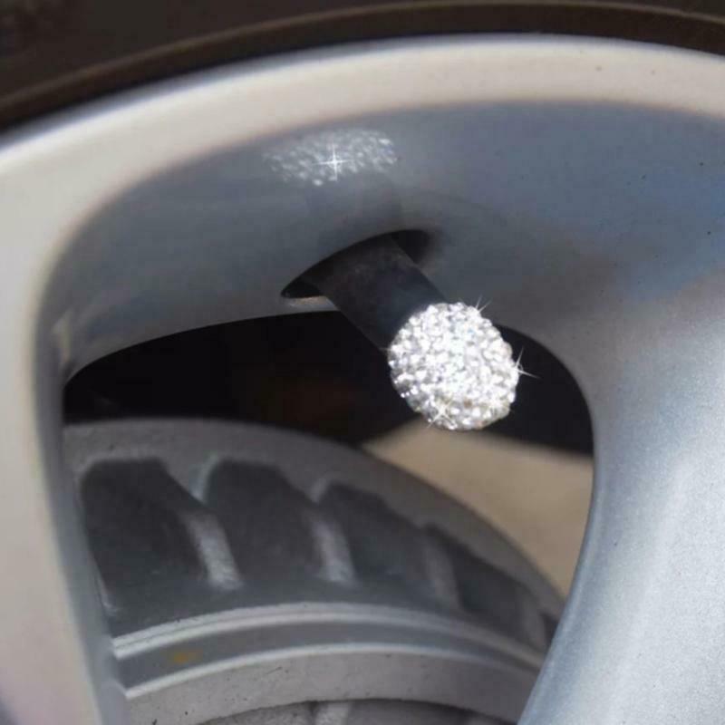 Crystal Rhinestone Universal Tire Valve Dust Caps Set of 4 Air-tight Leak-proof