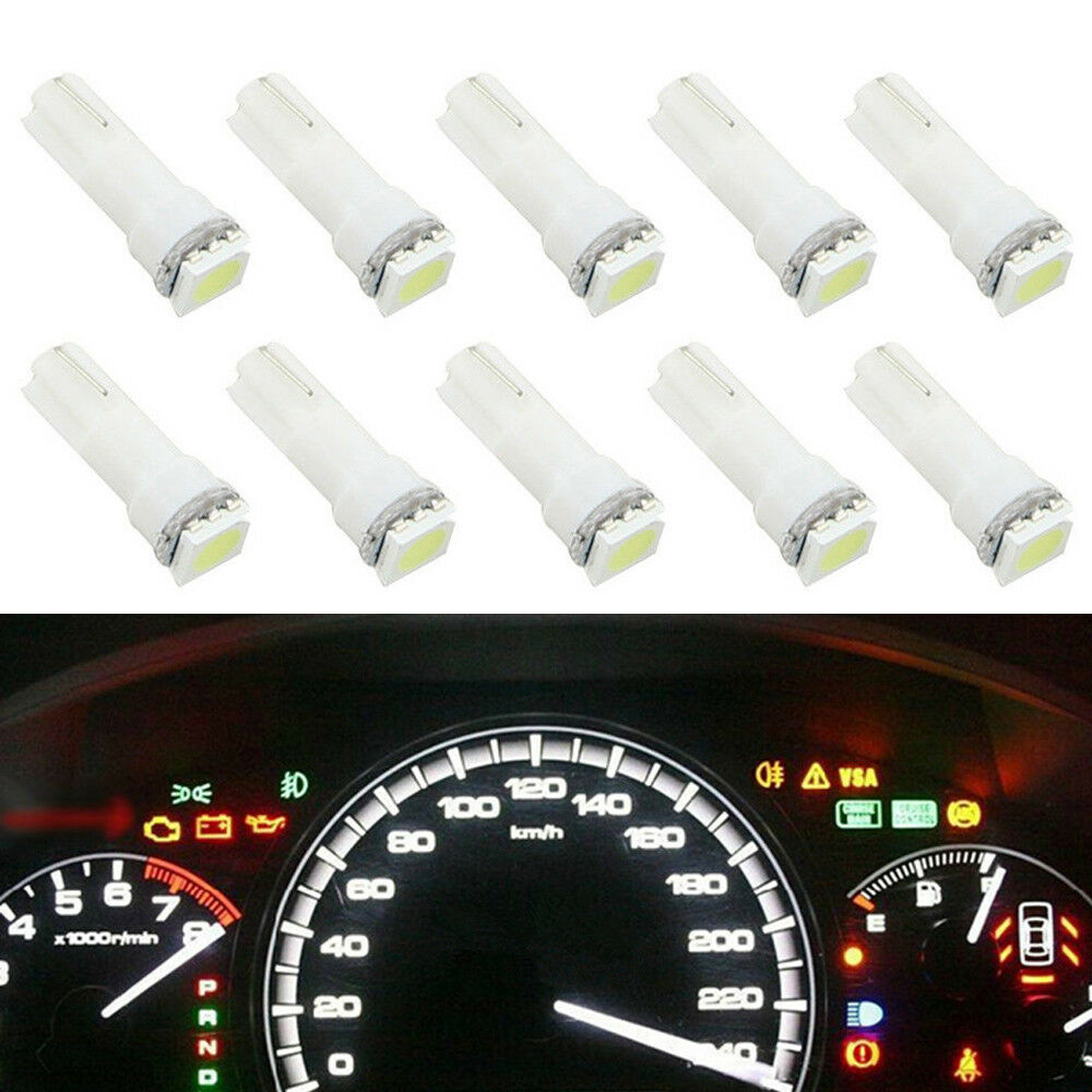 Brand New 10x T5 Dashboard Gauge 1SMD LED Wedge Instrument Panel Light Bulb