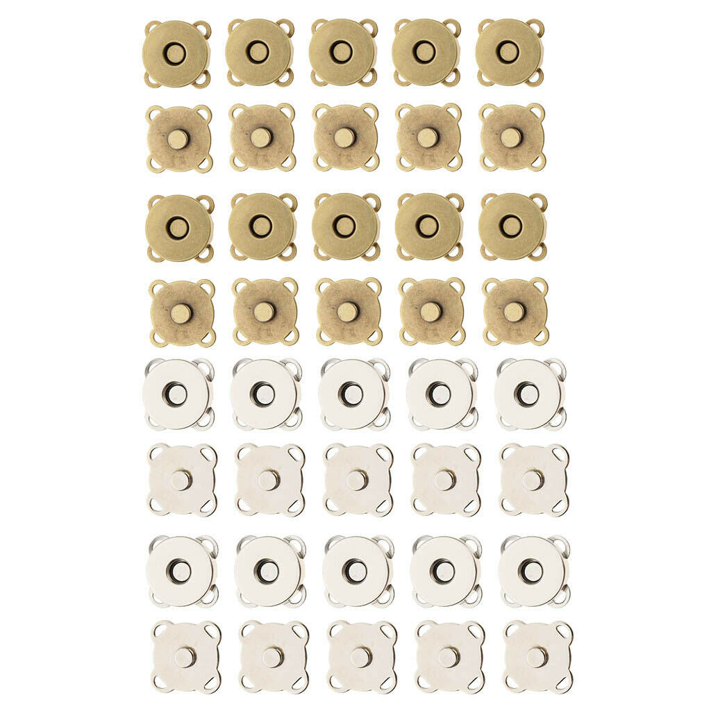 20 Sets Sew On Magnetic Bag Clasps 14mm Fastener Purse Snap DIY Sewing Craft