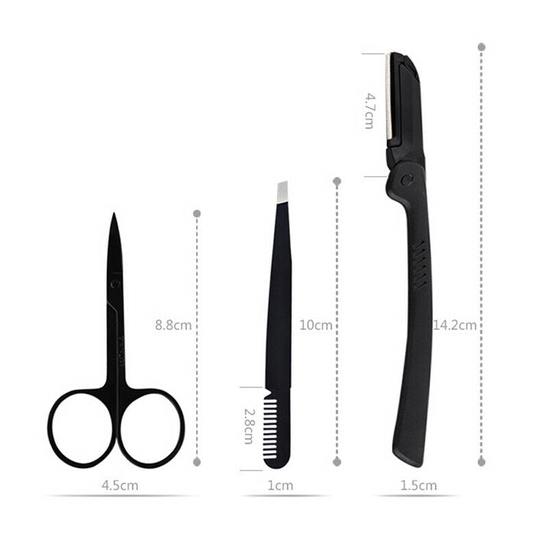 3Pcs Professional Stainless Steel Eyebrow Cutter Eyebrow Scissors Eyebrow BDiiDD