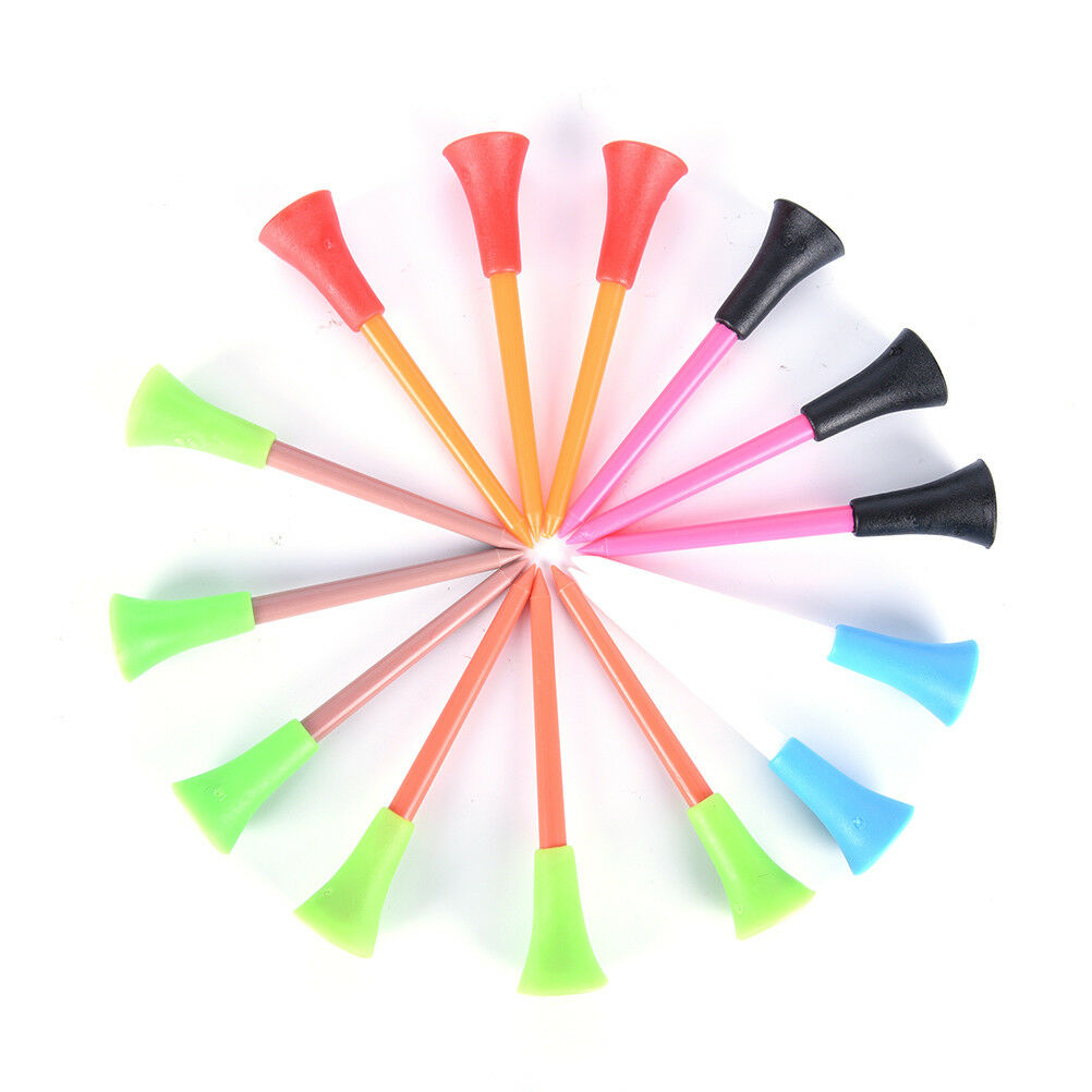50 Pcs Multi Color Plastic Golf Tees 72mm Durable Rubber Cushion Top Golf Te TL