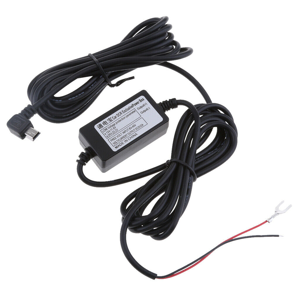 2Pieces Car Dash Cam Hardwire Kits 12/24V to 5V 1.5A Mini USB Angled Cable