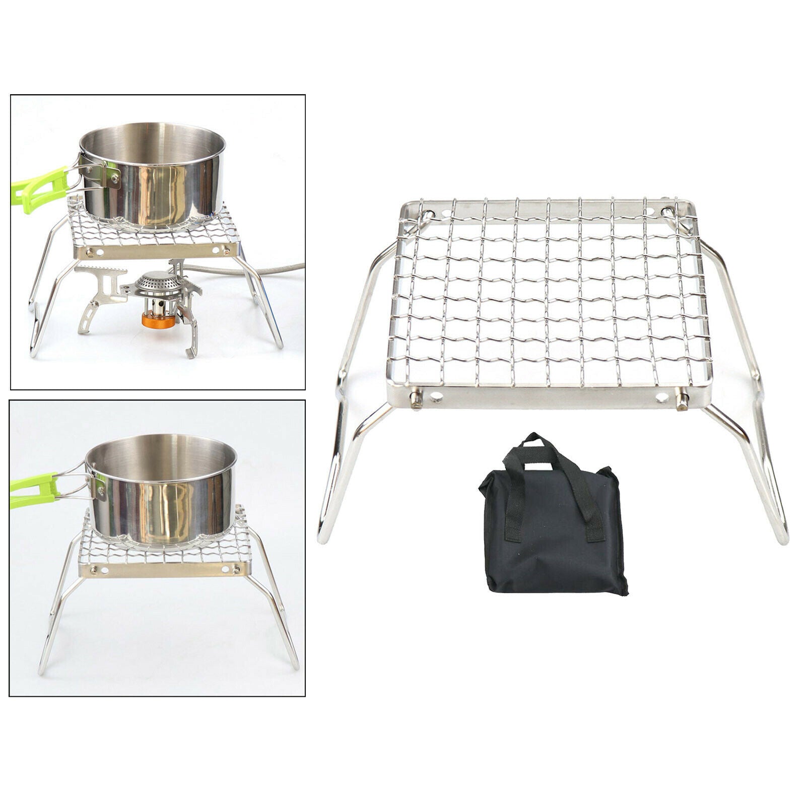 Folding Grill Adjustable Campfire Gas BBQ Grilling Rack for Backpacking
