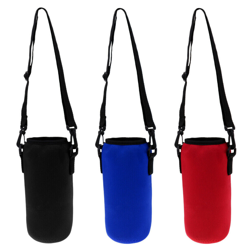 2X 1000ml Sports Water Bottle Holder Sleeve Bag Neoprene Carry Pouch Case Black
