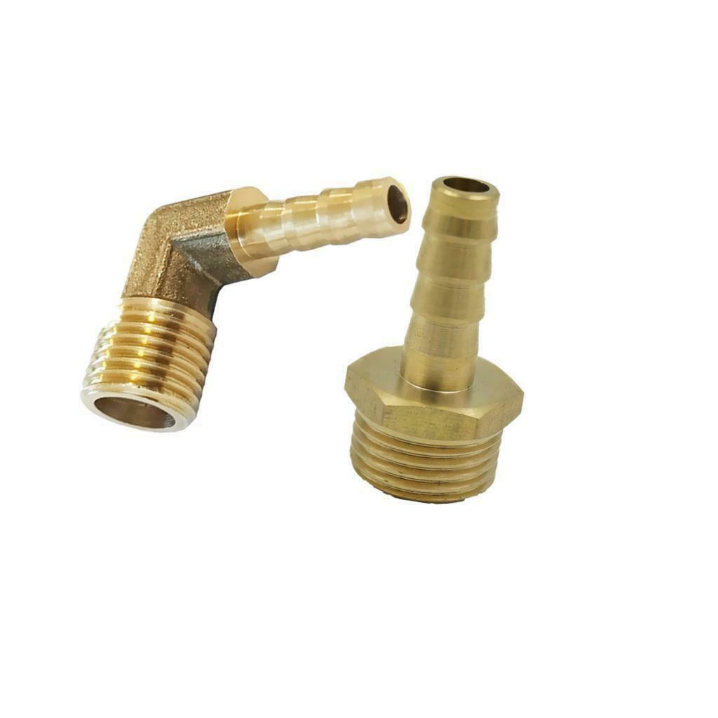 3/8 Bsp to 10mm Brass 90 Degree Rubber Male Hose Hose Pipe Fitting + Connector