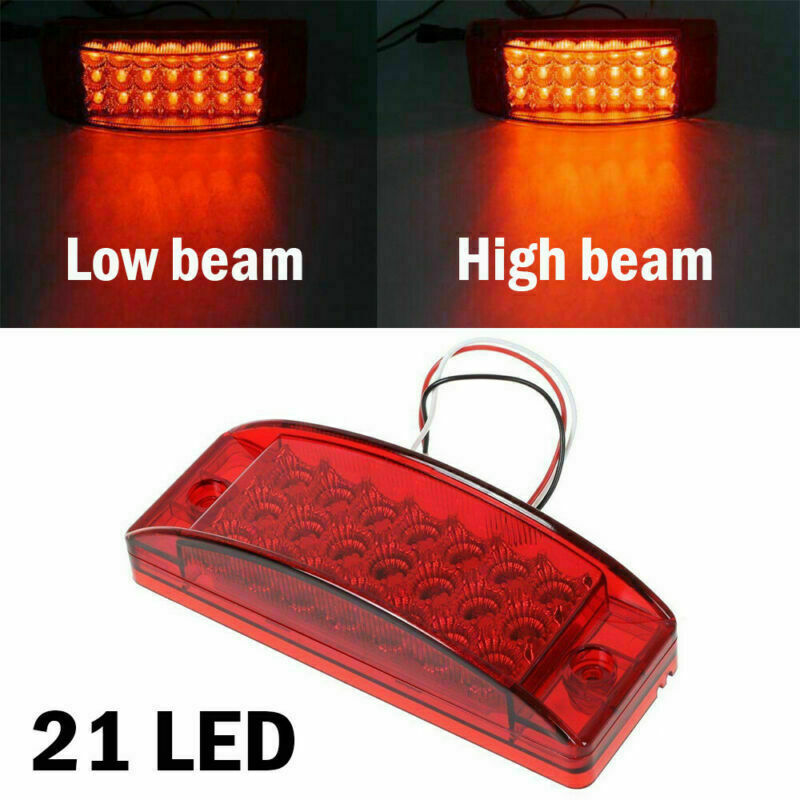 4x Red + Amber 21-LED Side Marker Clearance Tail Lights Trailer Truck Camper 12V