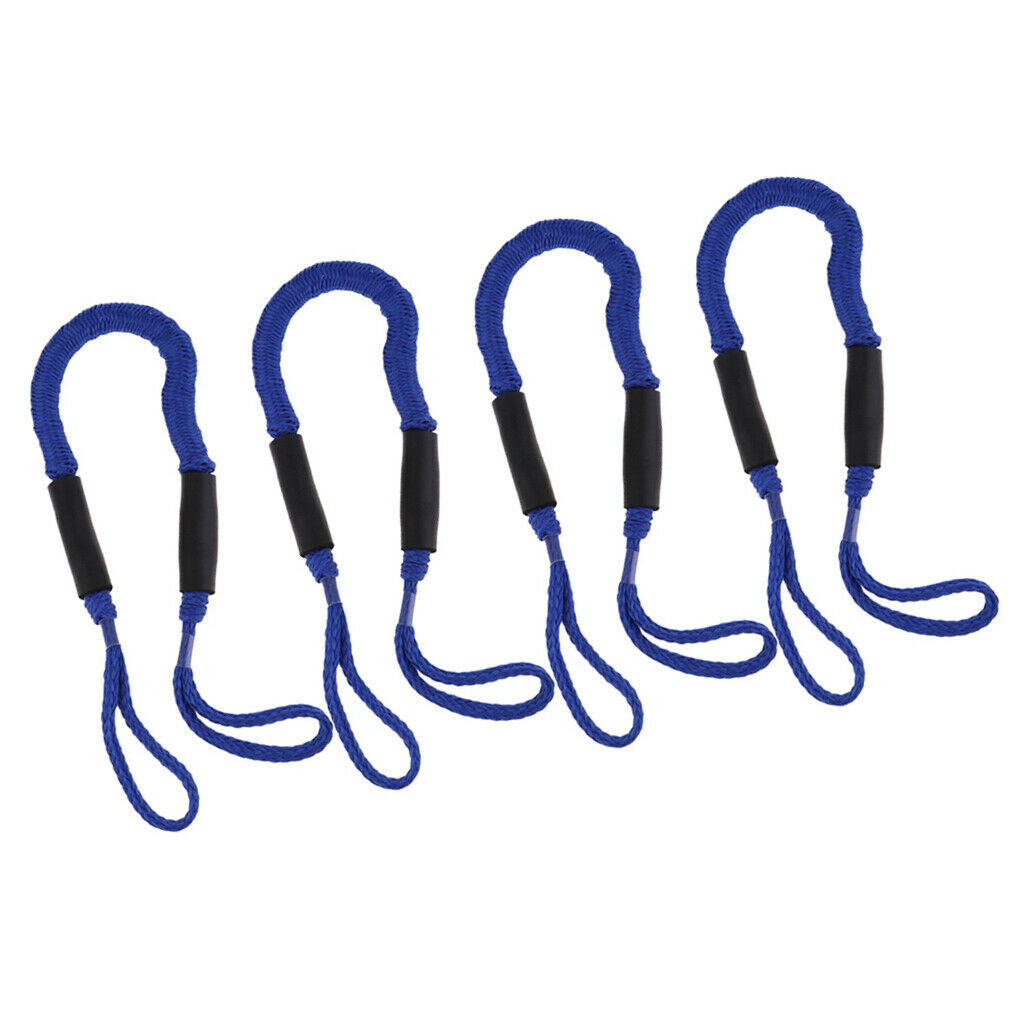4pcs 5ft Heavy Duty Nylon Marine Boat Bungee Dock Line Mooring Cord Tie