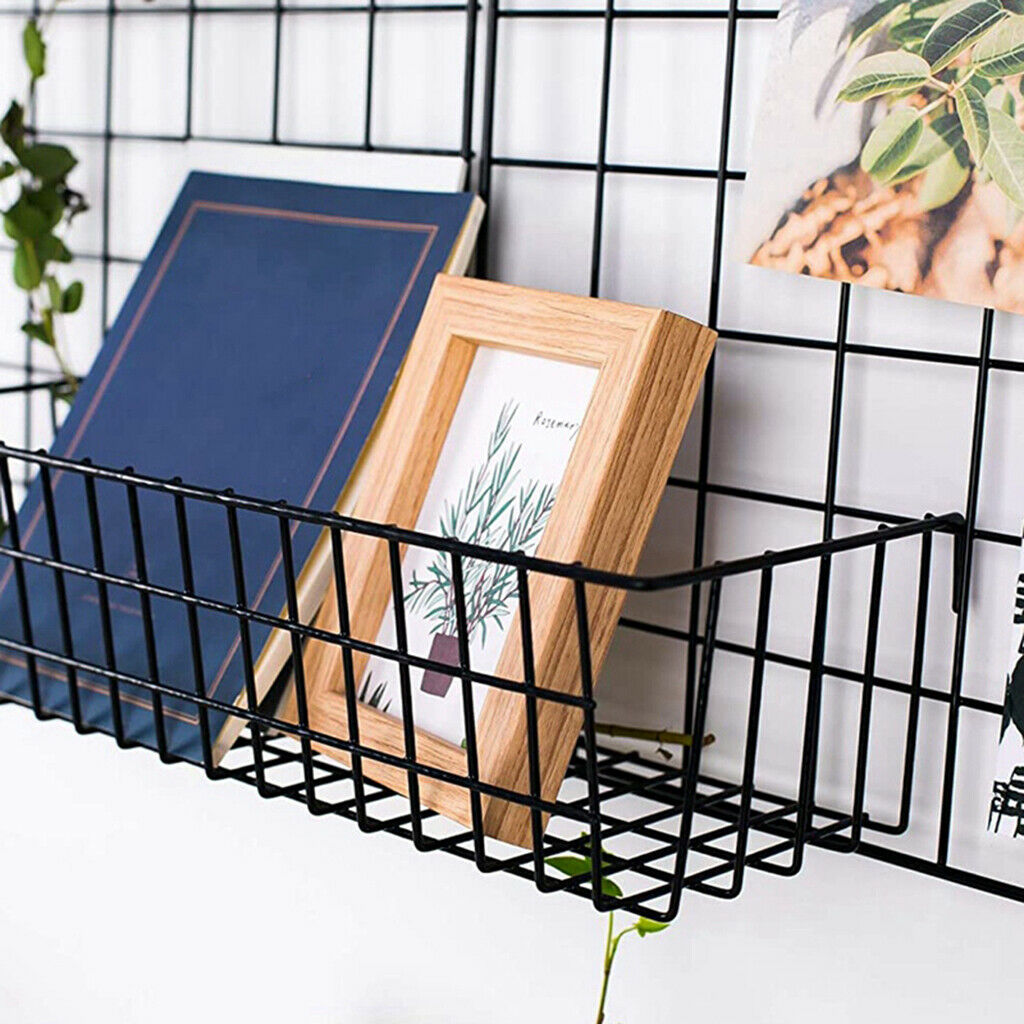 3x Hanging Iron Basket Batroom Bedroom Farmhouse Magazine Organizer Rack