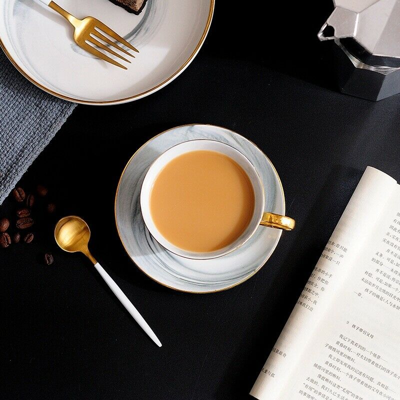 Marble Phnom Penh Ceramic Coffee Cup and Saucer Set Afternoon Tea Cup Lovers GF5