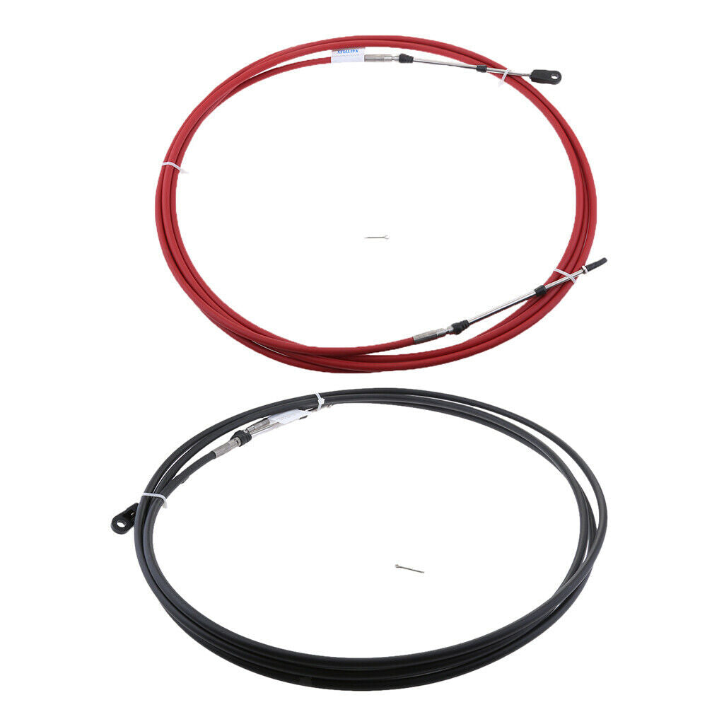 Universal Throttle Cable for Marine Boat Motor Control Lever 12 FT Black+Red