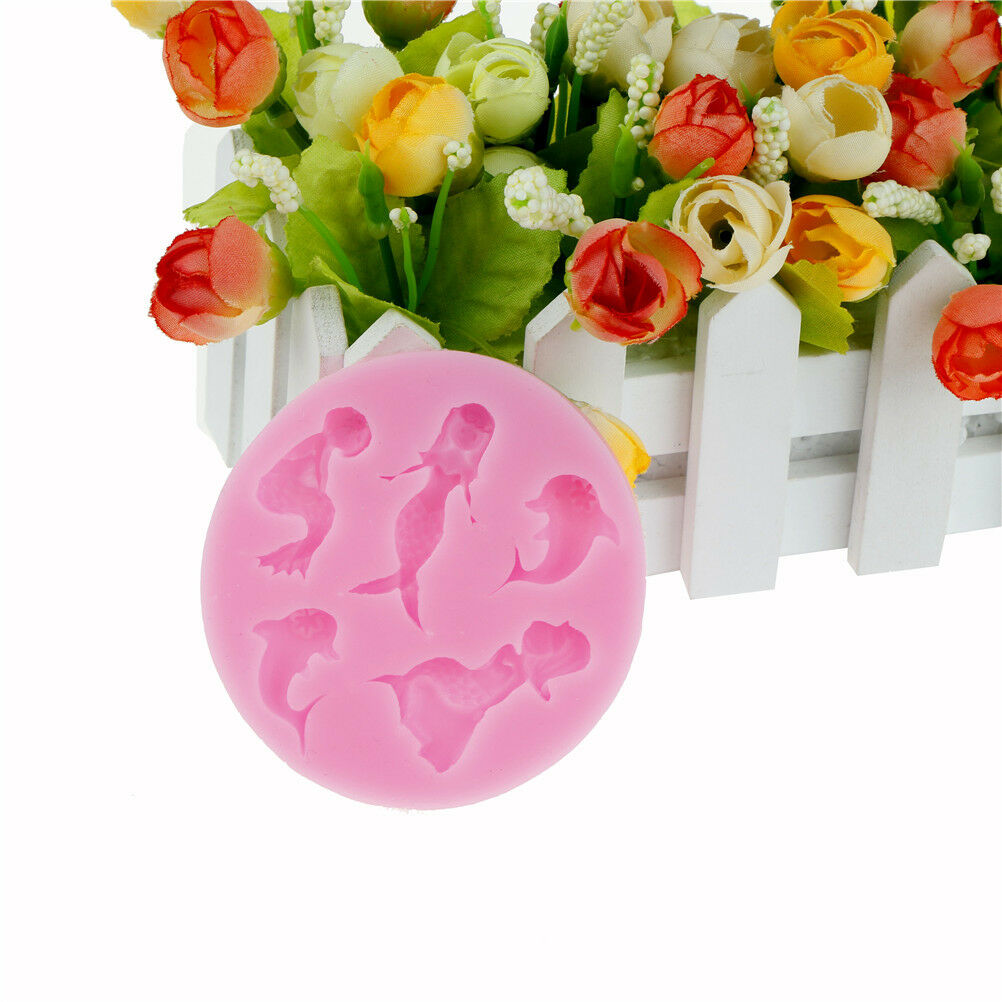 mermaid silicone fondant cake mould decorating mold chocolate baking tool.l8
