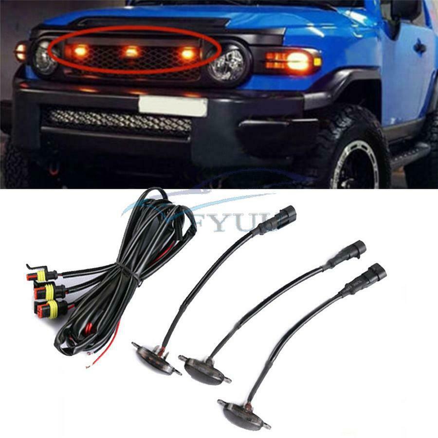 3Pcs LED Light Style Grille Trim For  Raptor For Chevrolet Silverado 1500 16-21