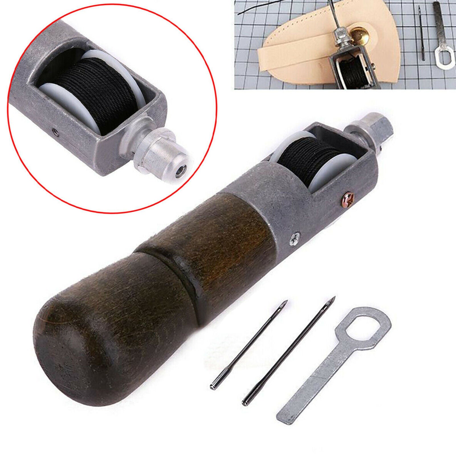 Leather Craft Automatic Lock Stitching Sewing Awl Tool+ Needle+Tightening Wrench