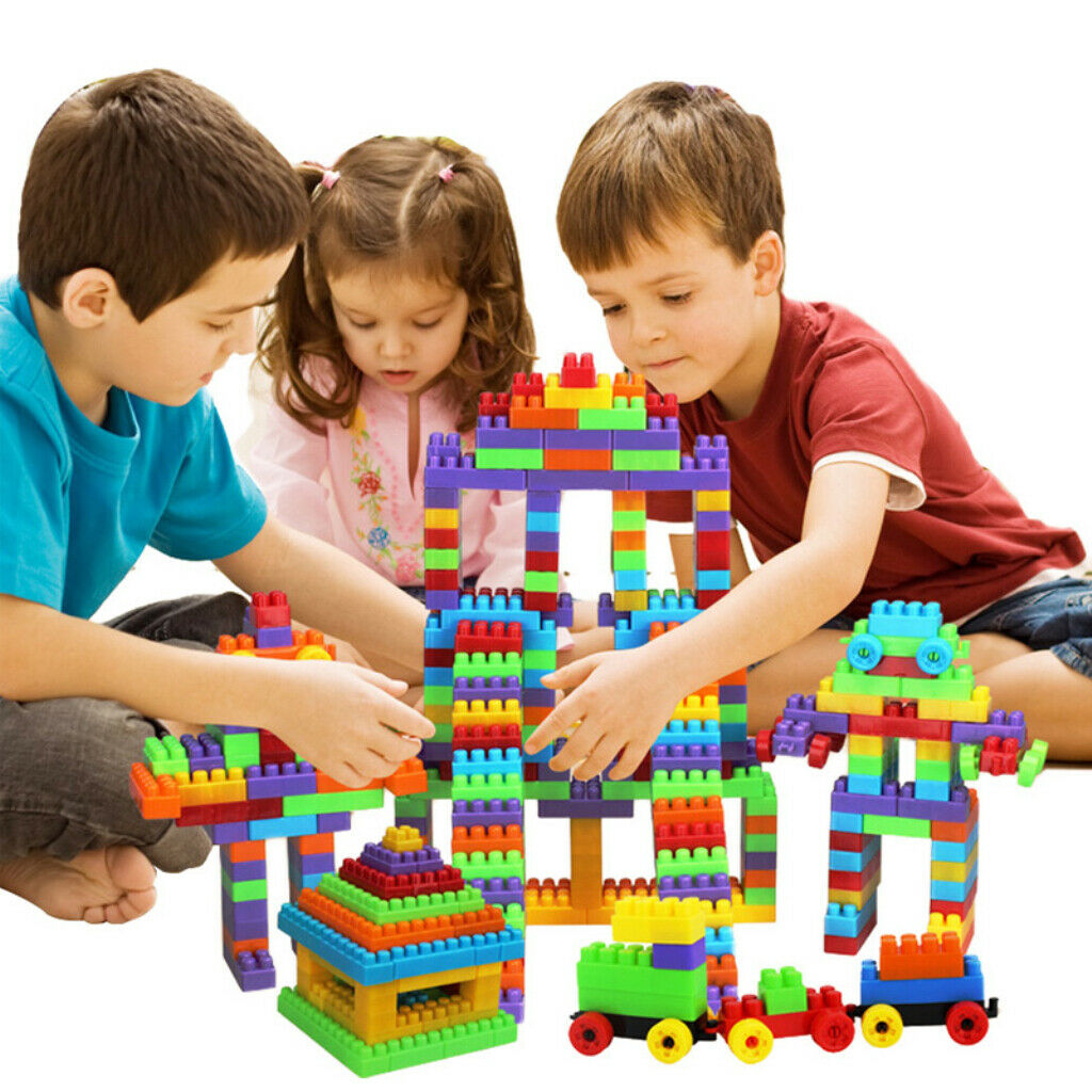 180 Pieces   Blocks, Colorful Plastic Puzzle Construction Playset,
