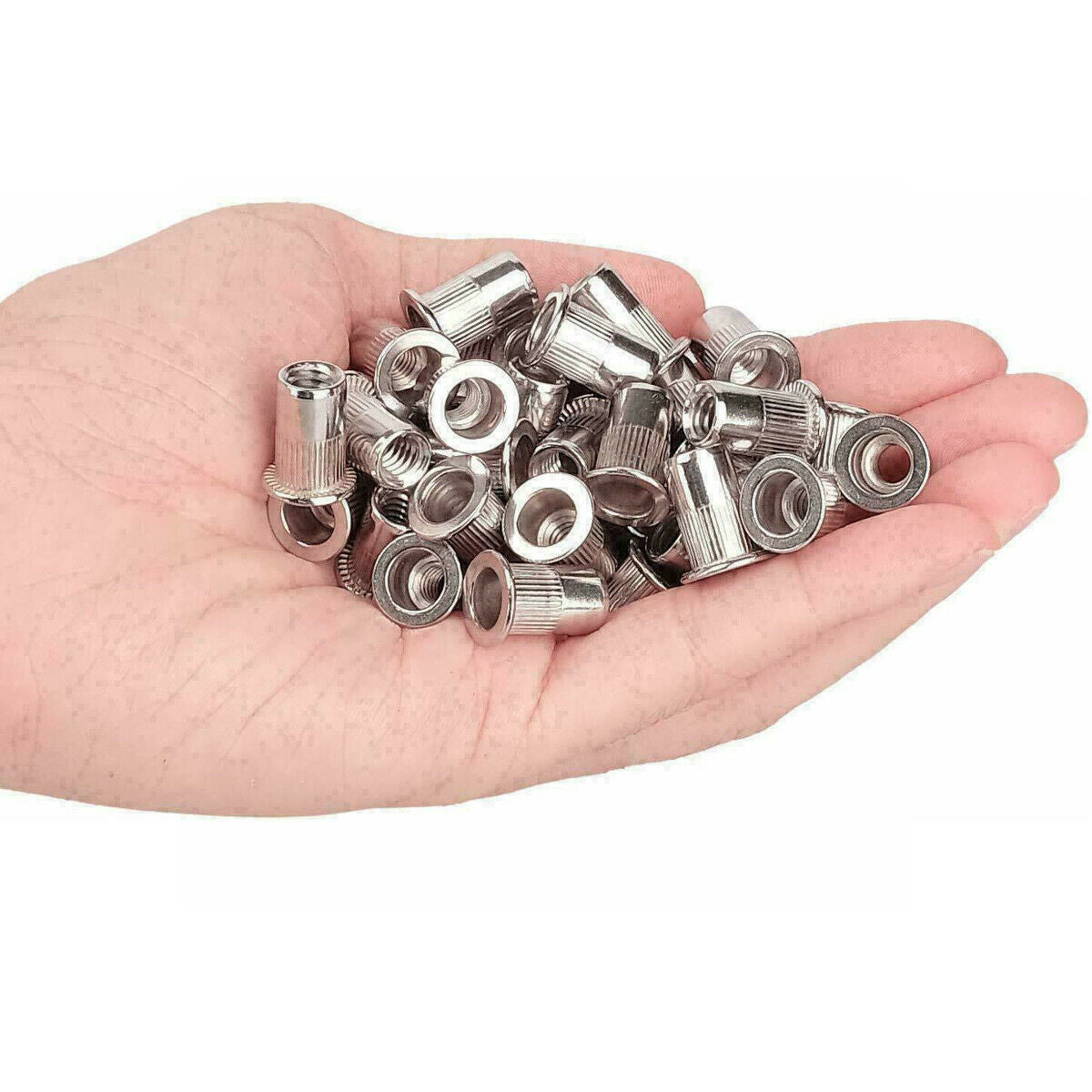 150Pcs Flat Head Vertical Grain Aluminum Rivet Nuts Cylindrical Hollow Rivet Nut